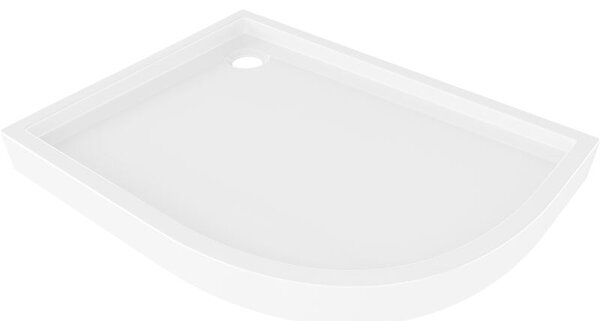 Mexen Flow+ aszimmetrikus bal félköríves zuhanytálca 90 x 80 cm, fehér fényes - 46Q108090LH