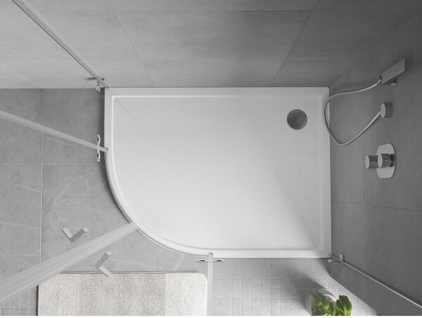 Mexen Flow félköríves aszimmetrikus slim jobb zuhanytálca 100 x 80 cm, fehér fényes - 46Q108010R