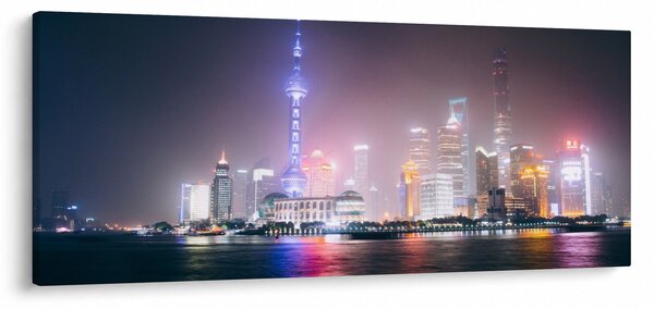 Éjszakai Shanghai képe (120x50 cm)