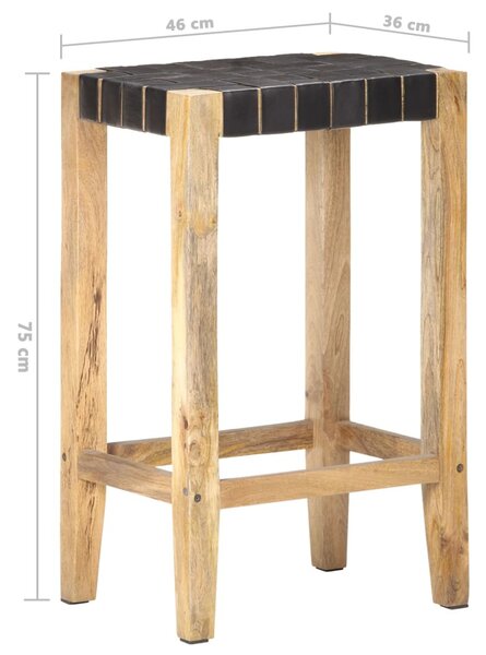 2 db fekete valódi bőr bárszék 75 cm