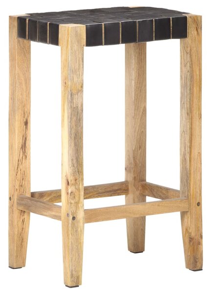 2 db fekete valódi bőr bárszék 75 cm