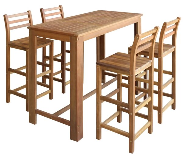 VidaXL 5 részes tömör akácfa bárasztal és szék garnitúra