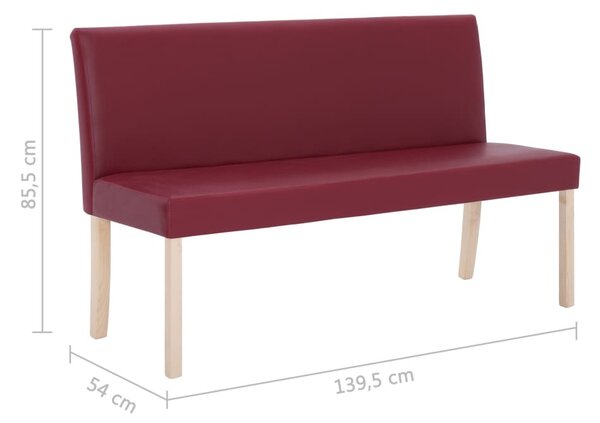 VidaXL vörösbor színű műbőr pad 139,5 cm