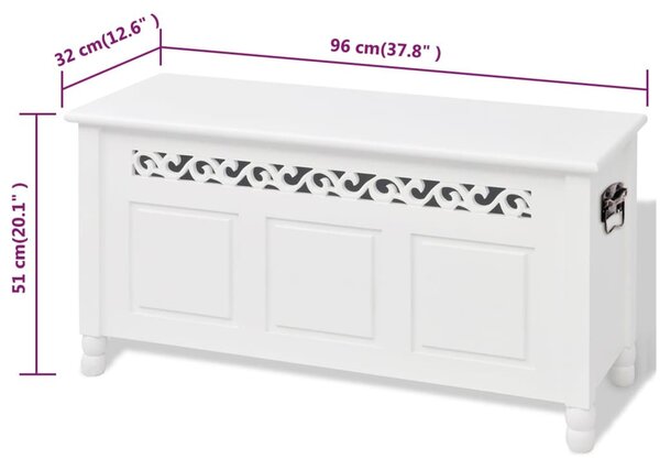 Fehér MDF barokk stílusú tároló láda