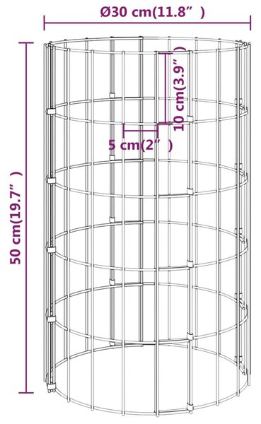 4 db kör alakú gabion magaságyás Ø30 x 50 / 100 / 150 / 200 cm