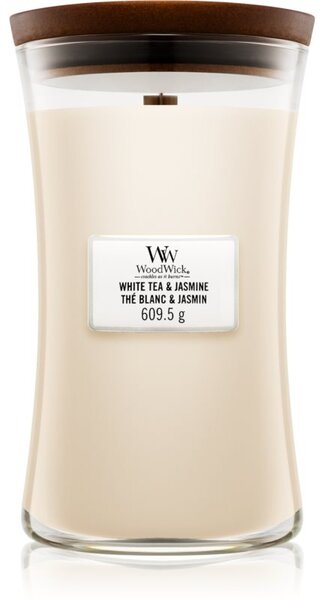 Woodwick White Tea & Jasmine illatos gyertya fa kanóccal 609.5 g