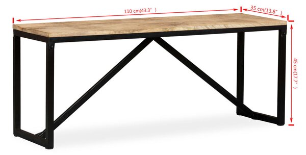 Tömör mangófa pad 110 x 35 x 45 cm