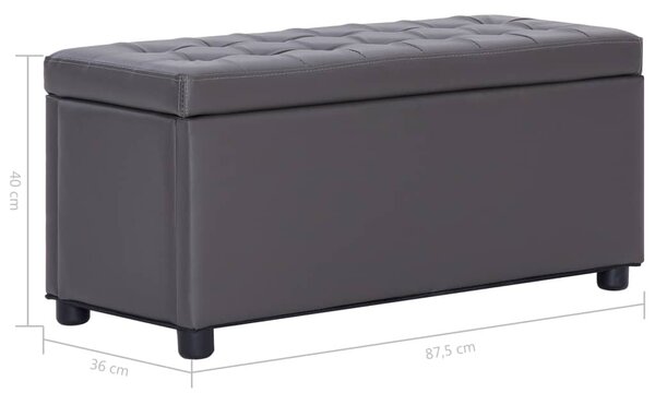 Szürke műbőr tárolózsámoly 87,5 cm