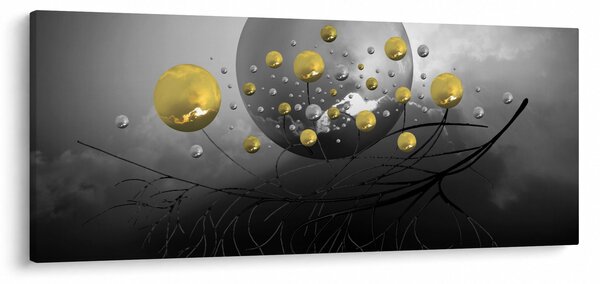 Arany absztrakt gömbök képe (120x50 cm)