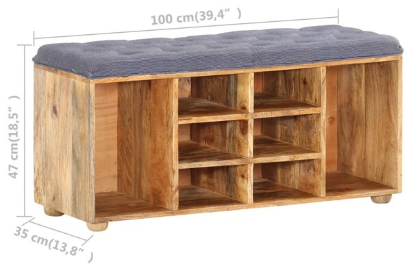 Tömör mangófa előszobai pad 100 x 35 x 47 cm