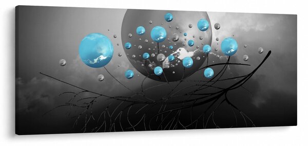 Kép- világos kék absztrakt gömbök (120x50 cm)
