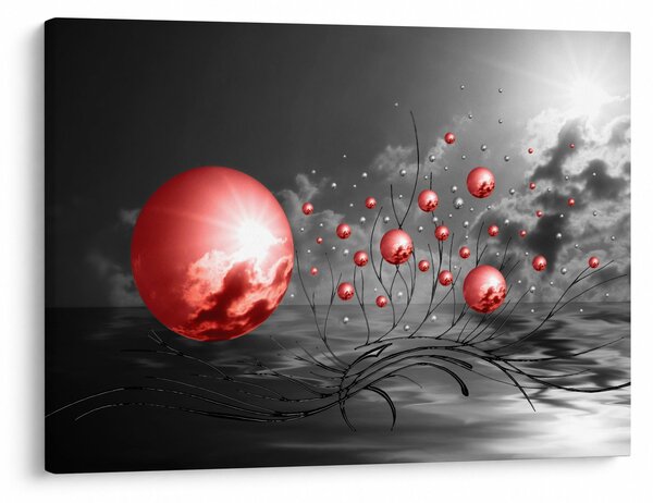 Piros gömbök képe (70x50 cm)