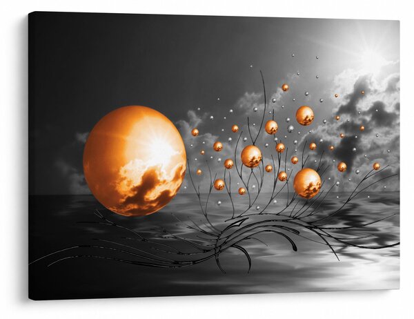 Narancssárga absztrakt gömbök képe (70x50 cm)