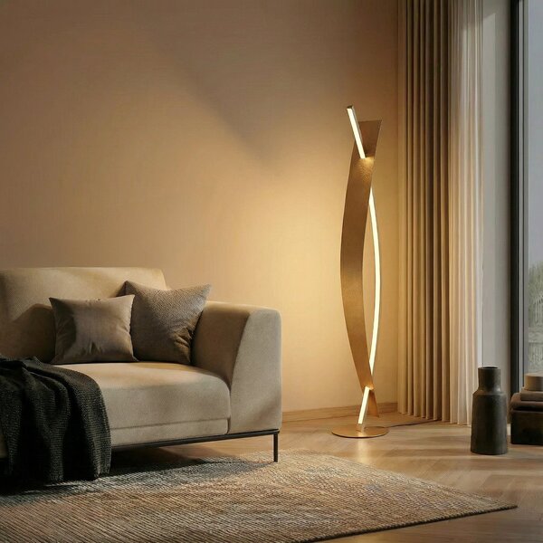 Állólámpa Lucande, Marija, dimmable, Arany / Sárgaréz, Nappali, Fém, Modern