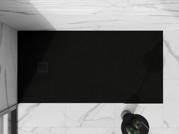 Mexen Stone+ téglalap alakú kompozit zuhanytálca 200 x 100 cm, fekete, fekete takaróelem - 44701020-B