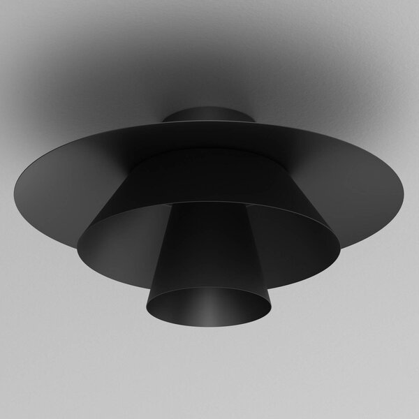 Luminex Plato mennyezeti világítás, fekete, fém, Ø 38 cm, E27, dimmelhető, Fekete, Nappali / Étkező, fém, Modern