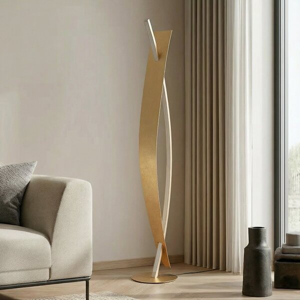 Állólámpa Lucande, Marija, dimmable, Arany / Sárgaréz, Nappali, Fém, Modern
