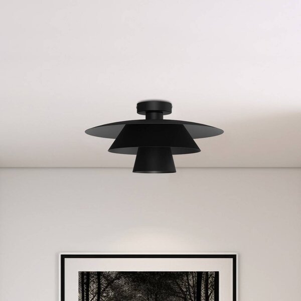 Luminex Plato mennyezeti világítás, fekete, fém, Ø 38 cm, E27, dimmelhető, Fekete, Nappali / Étkező, fém, Modern