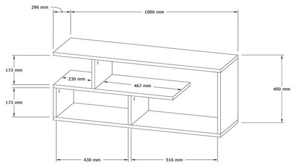 TV-szekrény, Waldo, Fehér, 100x29,5x40 cm