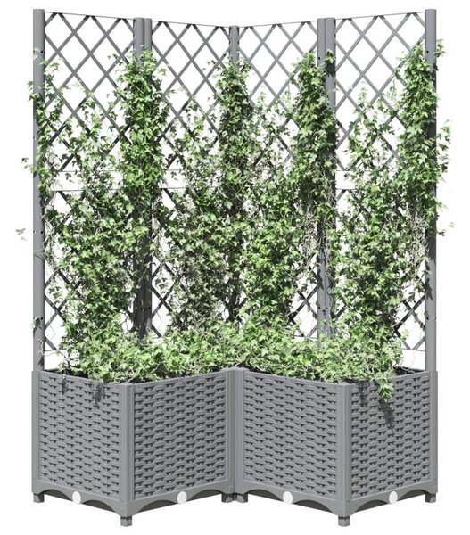 Világosszürke PP rácsos kerti ültetőláda 80 x 80 x 136 cm