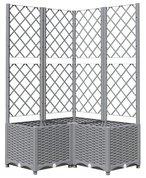 Világosszürke PP rácsos kerti ültetőláda 80 x 80 x 136 cm