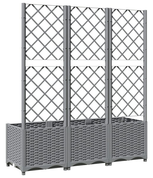 Világosszürke PP rácsos kerti ültetőláda 120 x 40 x 136 cm