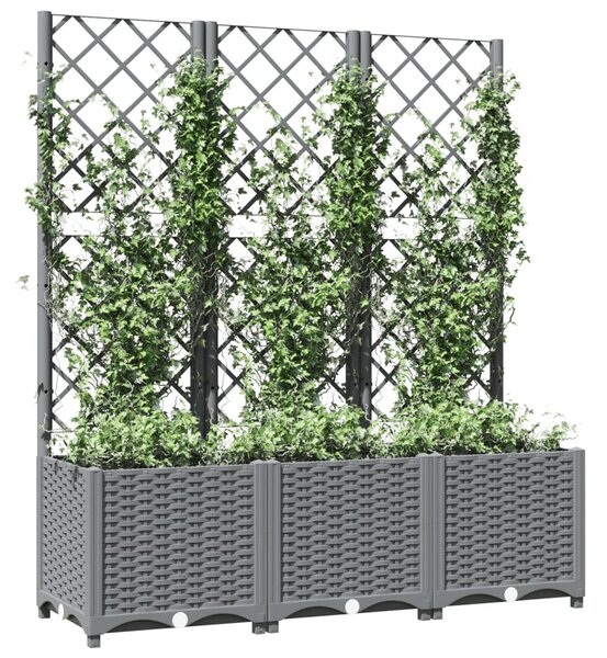 Világosszürke PP rácsos kerti ültetőláda 120 x 40 x 136 cm