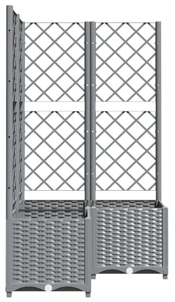 Világosszürke PP rácsos kerti ültetőláda 80 x 80 x 136 cm