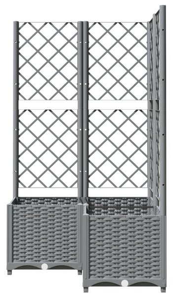 Világosszürke PP rácsos kerti ültetőláda 80 x 80 x 136 cm