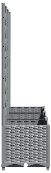Világosszürke PP rácsos kerti ültetőláda 120 x 40 x 136 cm
