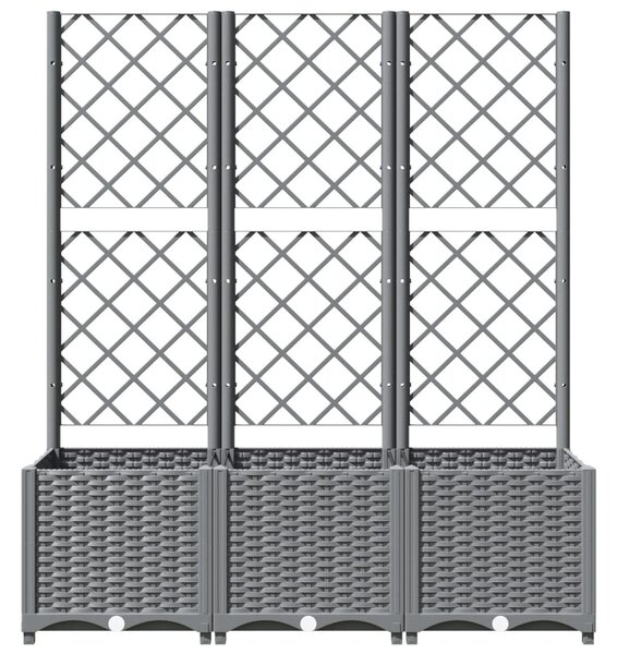 Világosszürke PP rácsos kerti ültetőláda 120 x 40 x 136 cm