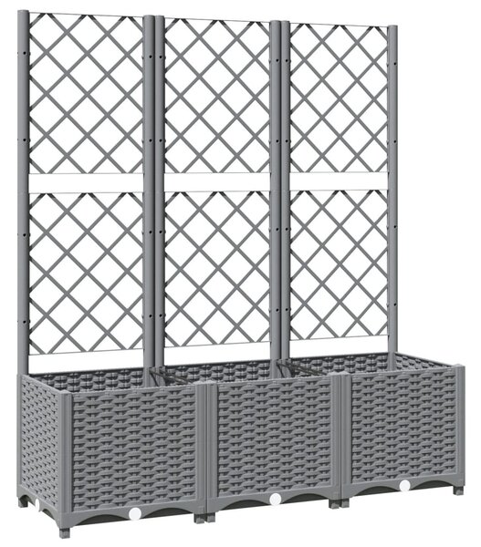 Világosszürke PP rácsos kerti ültetőláda 120 x 40 x 136 cm
