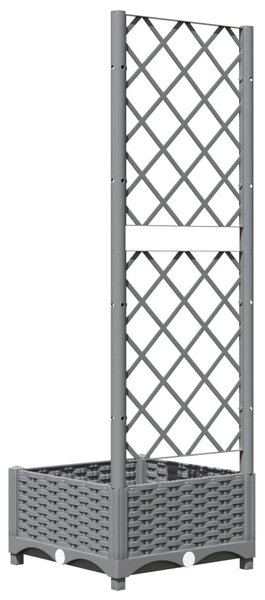 Világosszürke PP rácsos kerti ültetőláda 40 x 40 x 121,5 cm