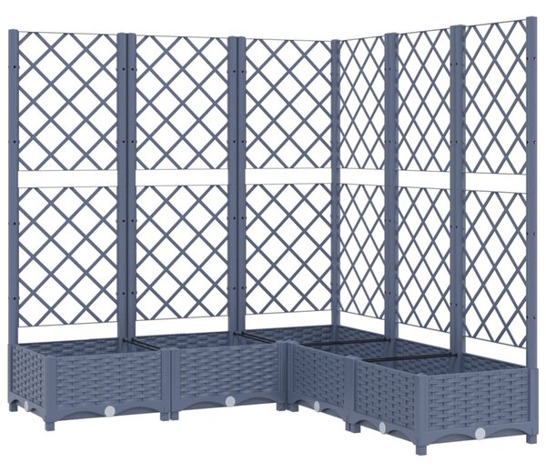 Kékszürke PP rácsos kerti ültetőláda 120 x 120 x 121,5 cm
