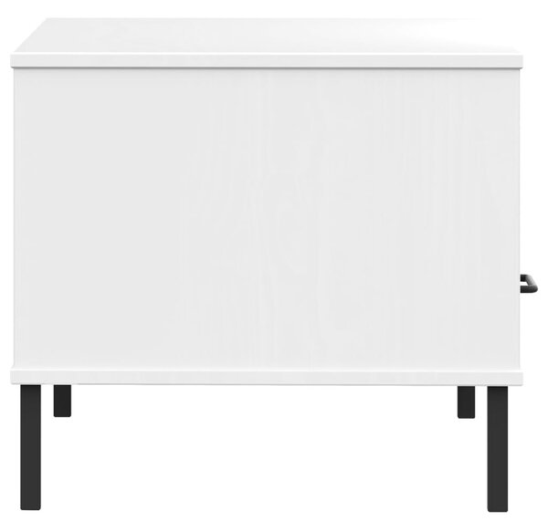 OSLO fehér tömör fa dohányzóasztal fém lábakkal 85x50x45cm