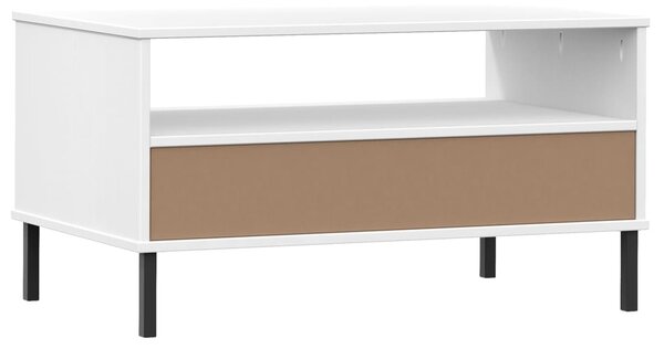 OSLO fehér tömör fa dohányzóasztal fém lábakkal 85x50x45cm