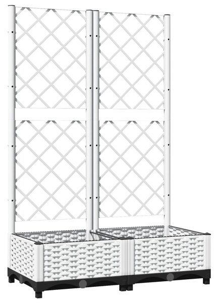 Fehér polipropilén rácsos kerti ültetőláda 80 x 40 x 121,5 cm