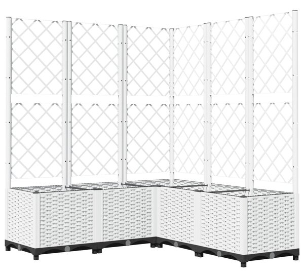 Fehér polipropilén rácsos kerti ültetőláda 120 x 120 x 136 cm
