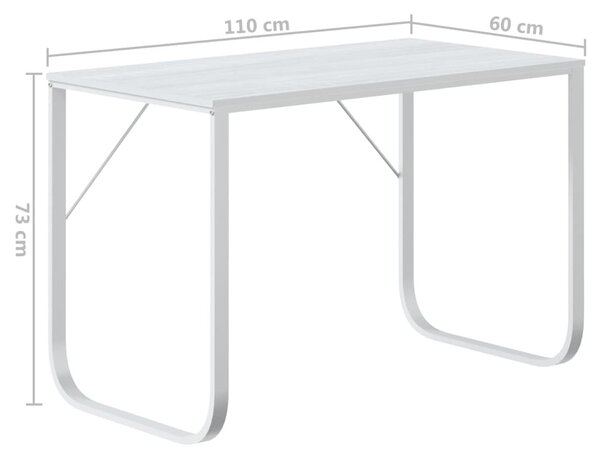 Fehér forgácslap számítógépasztal 110 x 60 x 73 cm