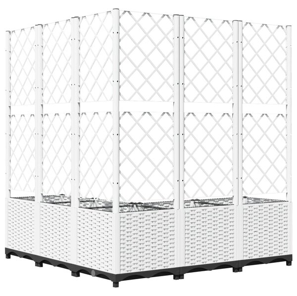 Fehér polipropilén rácsos kerti ültetőláda 120 x 120 x 136 cm