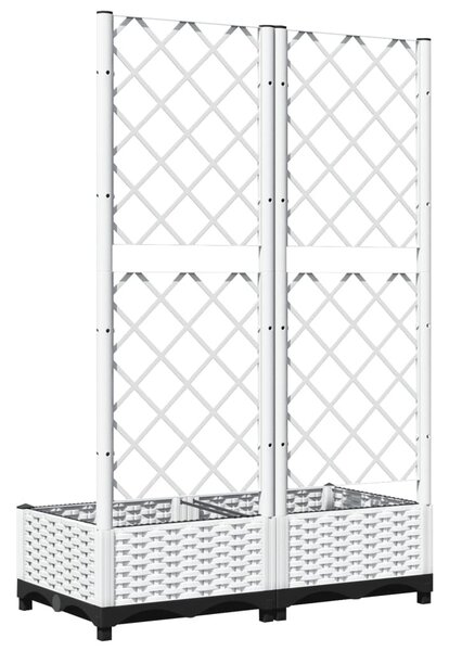 Fehér polipropilén rácsos kerti ültetőláda 80 x 40 x 121,5 cm