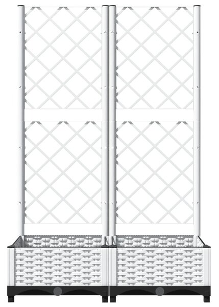 Fehér polipropilén rácsos kerti ültetőláda 80 x 40 x 121,5 cm