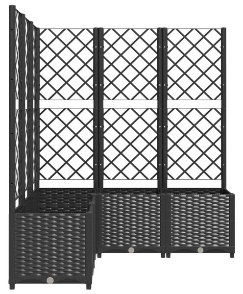 Fekete polipropilén rácsos kerti ültetőláda 120 x 120 x 136 cm