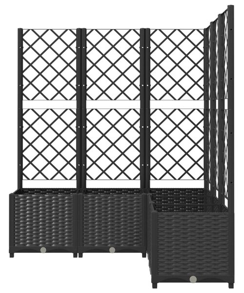 Fekete polipropilén rácsos kerti ültetőláda 120 x 120 x 136 cm