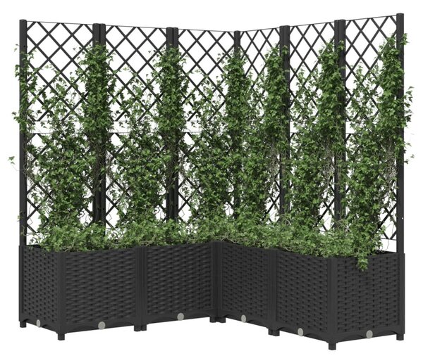 Fekete polipropilén rácsos kerti ültetőláda 120 x 120 x 136 cm