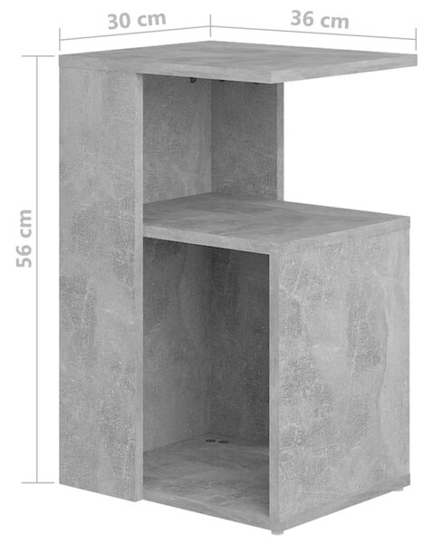 Betonszürke szerelt fa kisasztal 36 x 30 x 56 cm