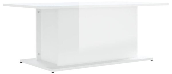 Magasfényű fehér szerelt fa dohányzóasztal 102x55,5x40 cm