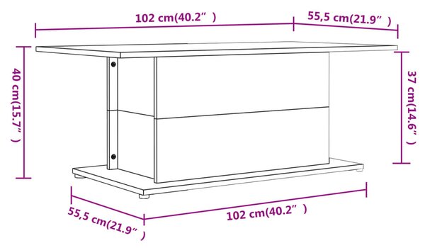 Fekete szerelt fa dohányzóasztal 102x55,5x40 cm