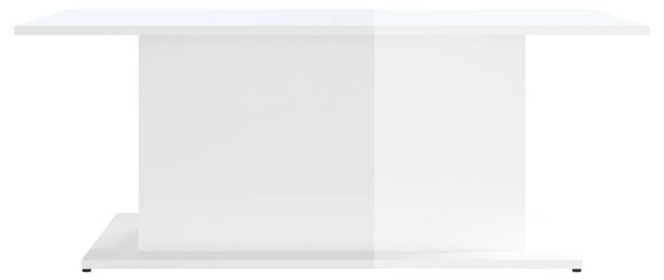 Magasfényű fehér szerelt fa dohányzóasztal 102x55,5x40 cm