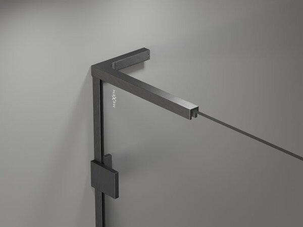 Mexen Lunar L kádparaván, 1-szárnyú, 80 x 150 cm, átlátszó, szálcsiszolt gun gray - 897L-080-000-66-00